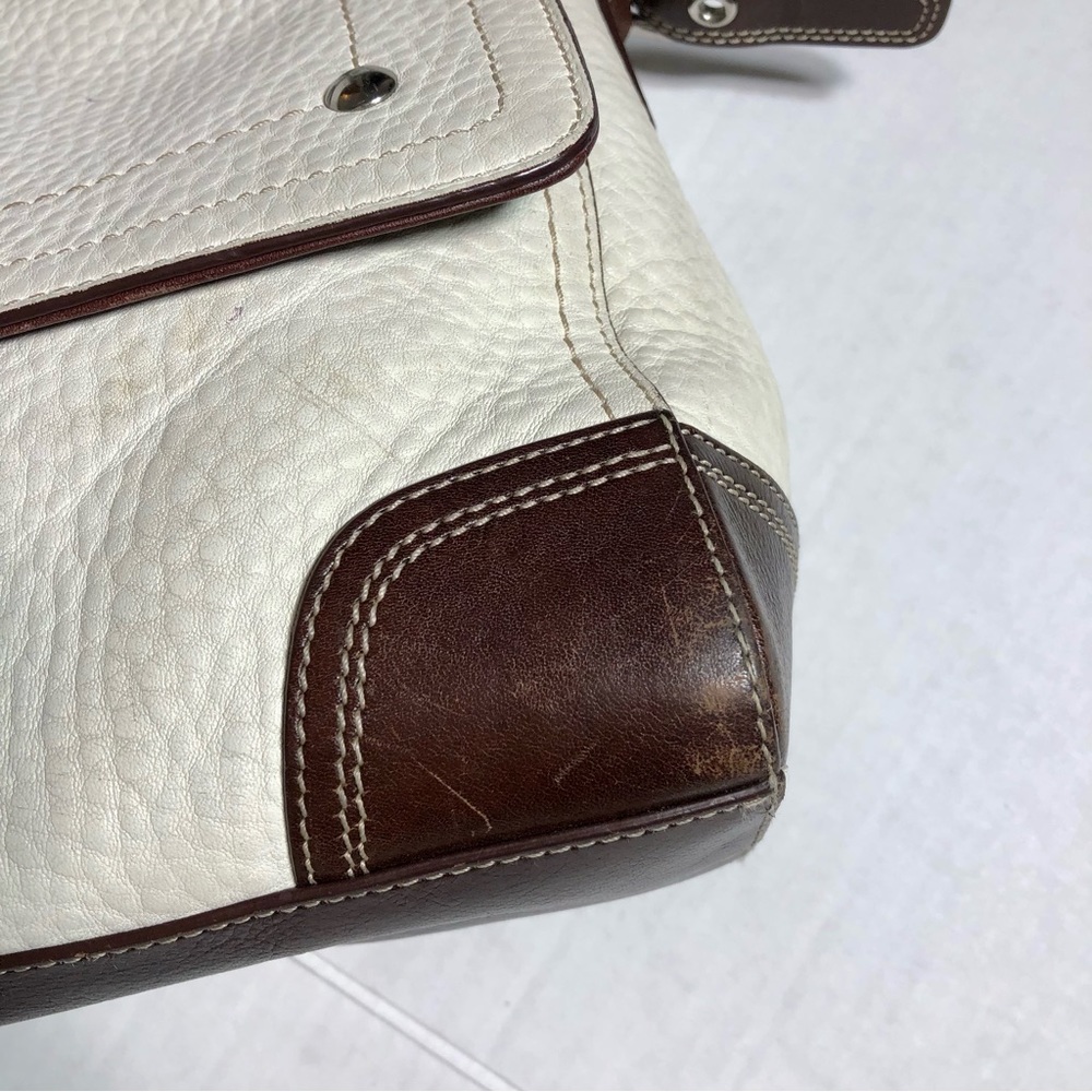 VINTAGE COACH WOMENS WHITE & BROWN PURSE HANDBAG - Picture 5 of 16